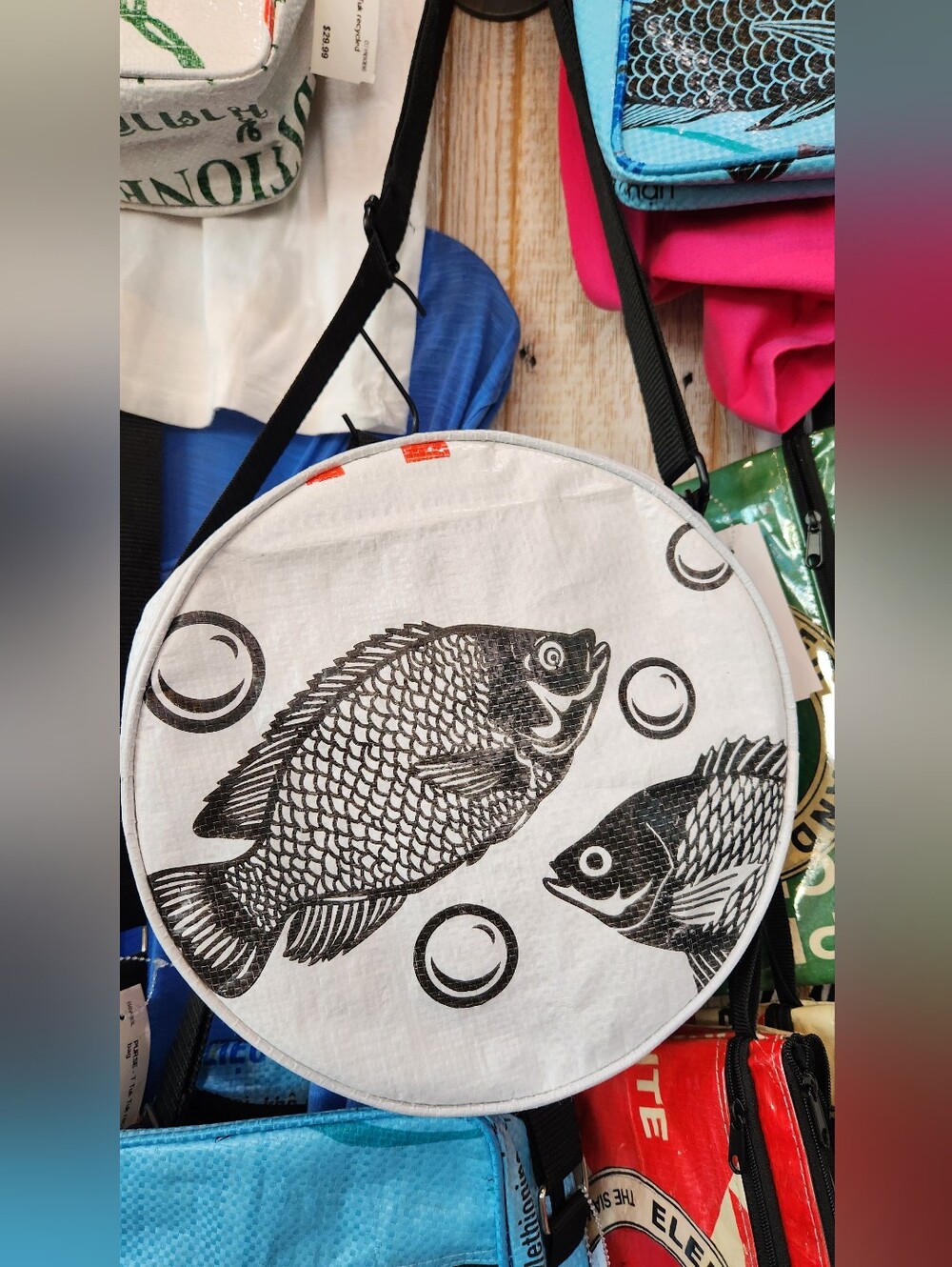 Upcycled Circle Crossbody Bag